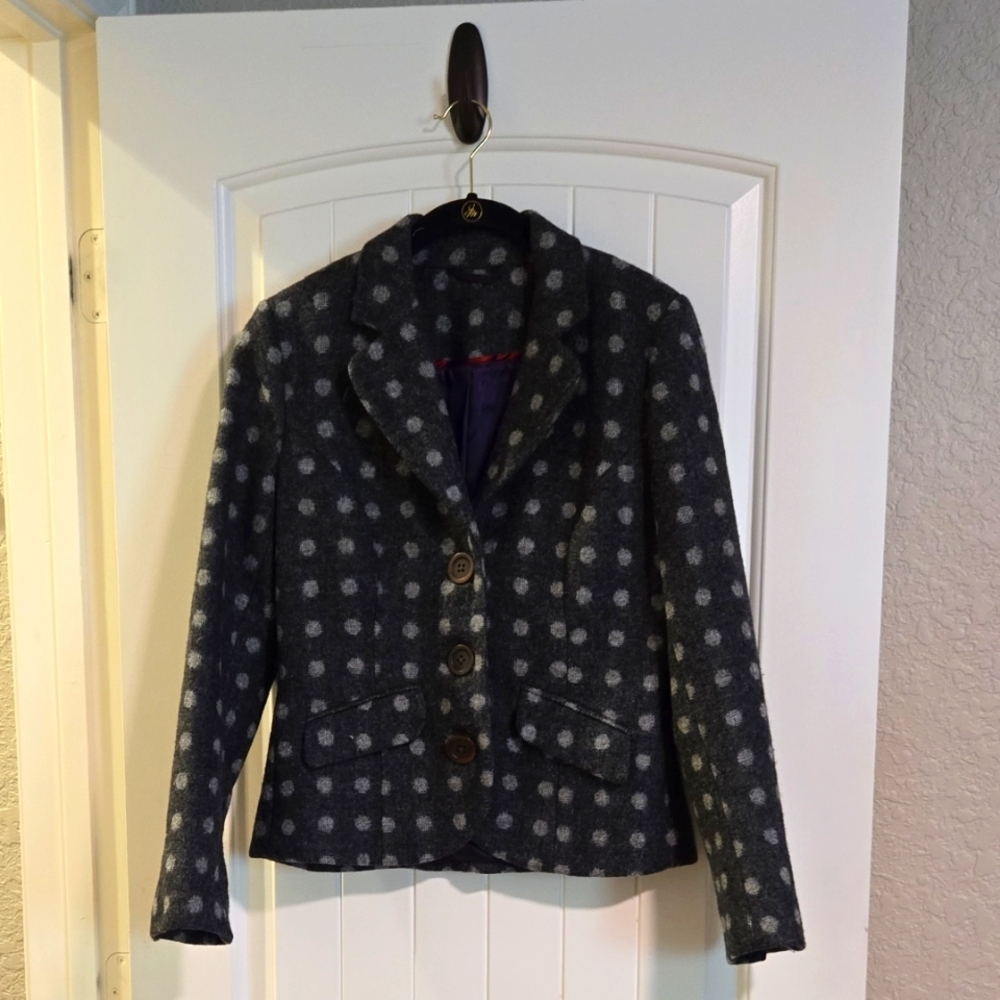 Boden Wool Blend Polka Dot Suit Jacket